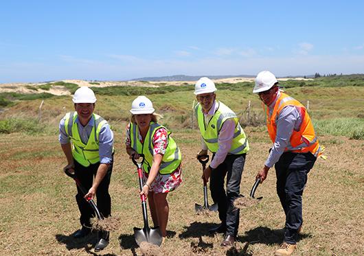 Sod turning at Belmont Desal