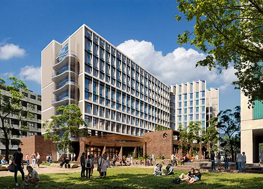 Artist-impression-of-the-University-Newcastle-proposed-city-campus-student-accommodation-and-future-domain-space-from-south-east-PHOTO-CREDIT-ARCHITECTUS